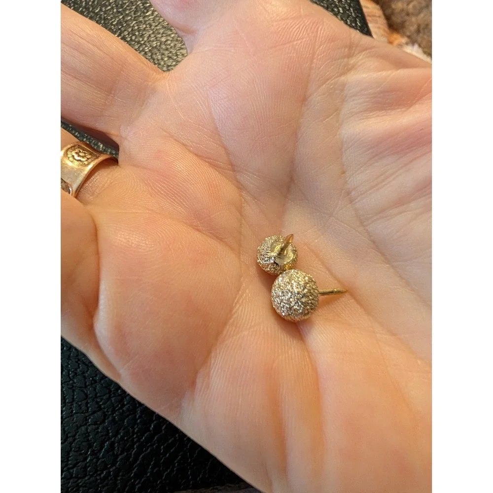 Vintage Gold Tone Scatter Pins Textured Spherical Collar Pins Set of 2
